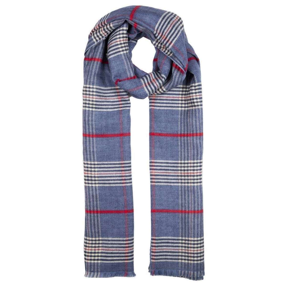 Dents Check Stole Scarf - Navy