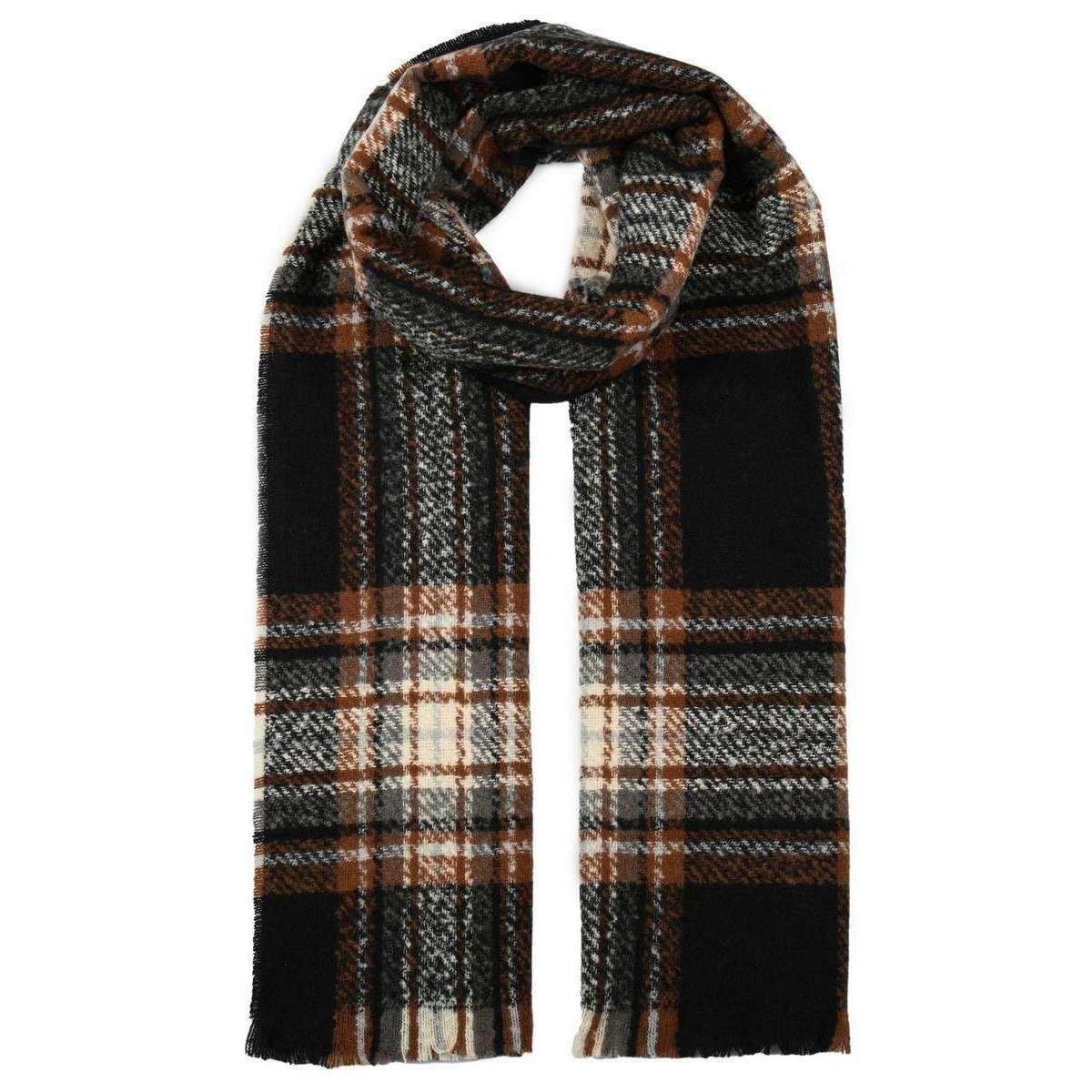Dents Checked Stole Scarf - Black