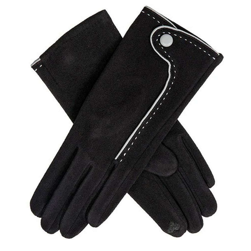 Dents Contrast Stitching Touchscreen Gloves - Black
