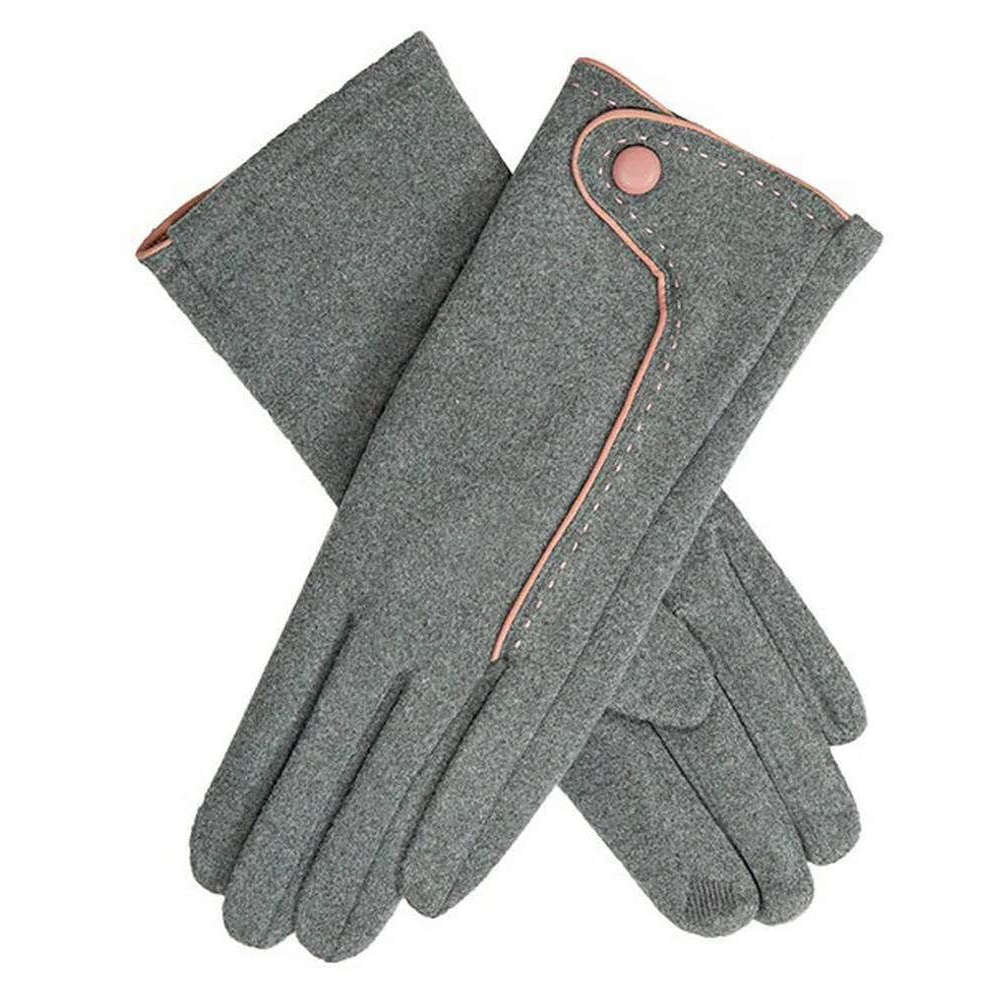 Dents Contrast Stitching Touchscreen Gloves - Dove Grey