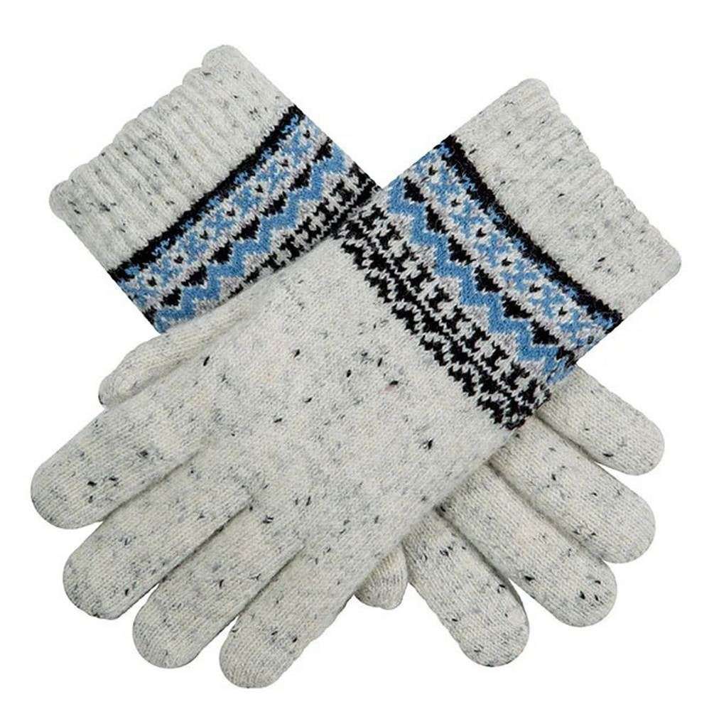 Dents Fair Isle Wool Blend Knitted Gloves - Winter White