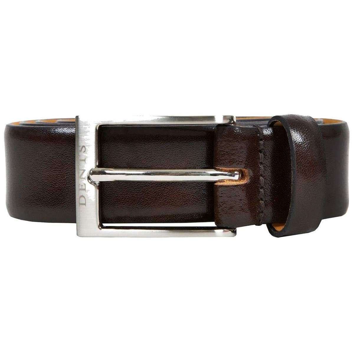 Dents Heritage Feather Edge Leather Belt - Dark Brown