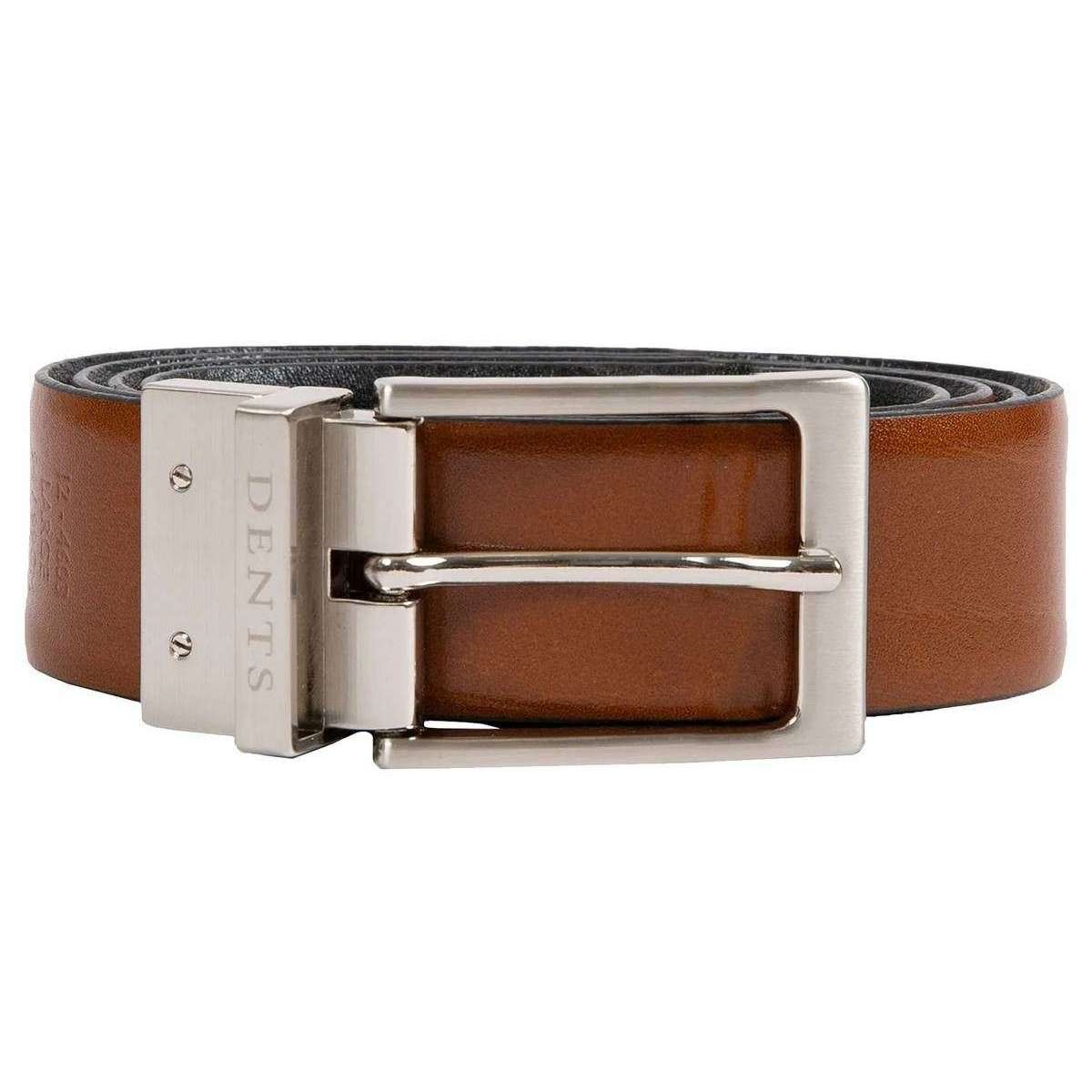 Dents Heritage Reversible Feather Edge Leather Belt - Black/Tan