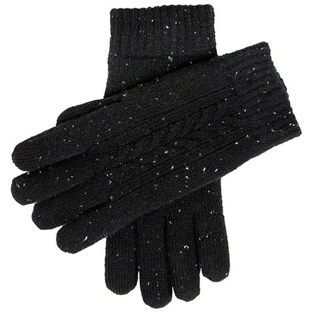 Dents Lacock Donegal Cable Knit Gloves - Black