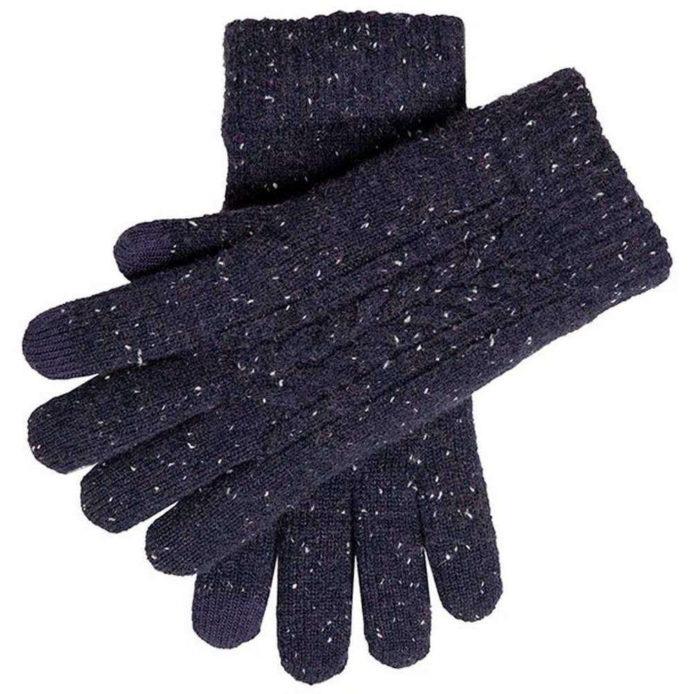 Dents Lacock Donegal Cable Knit Gloves - Navy