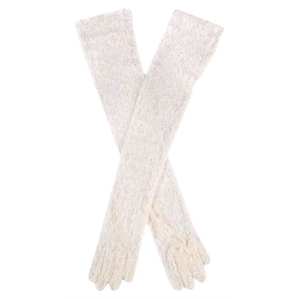 Dents Long Lace Evening Gloves - Ivory