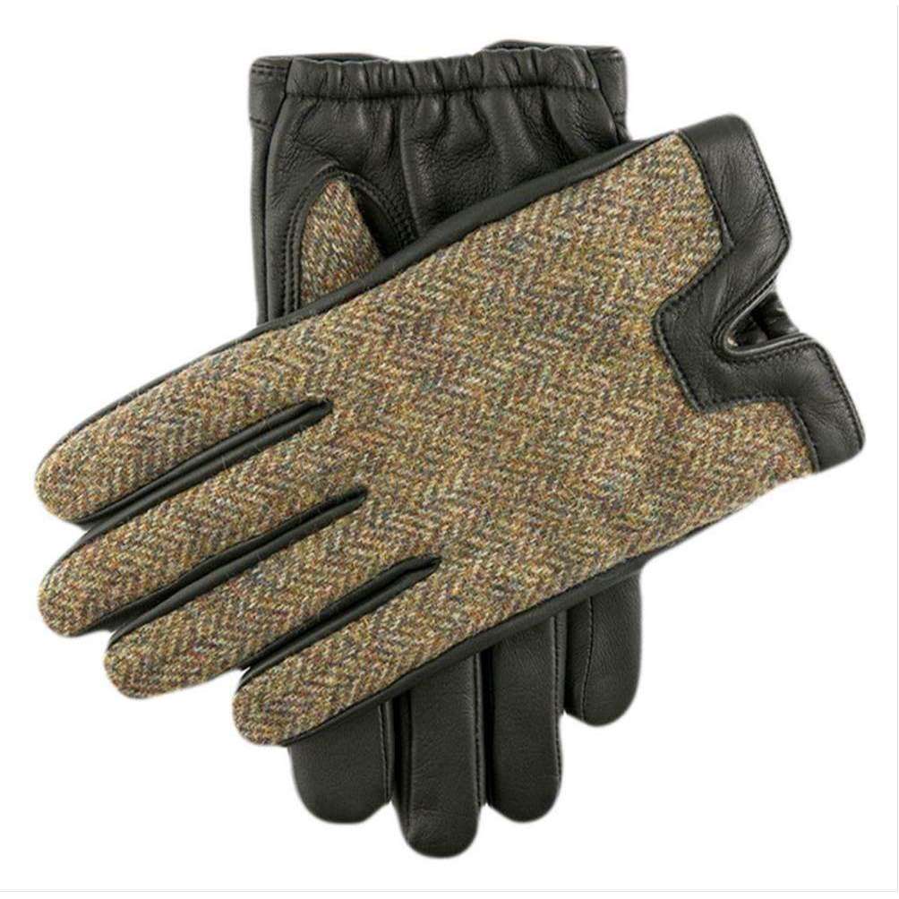 Dents Merevale Herringbone Tweed Gloves - Hunter/Spruce/Beige