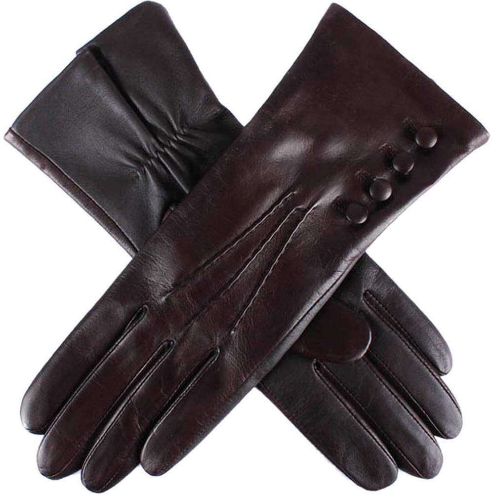 Dents Natalie Silk Lined Hairsheep Leather Touch Screen Gloves - Mocca Brown