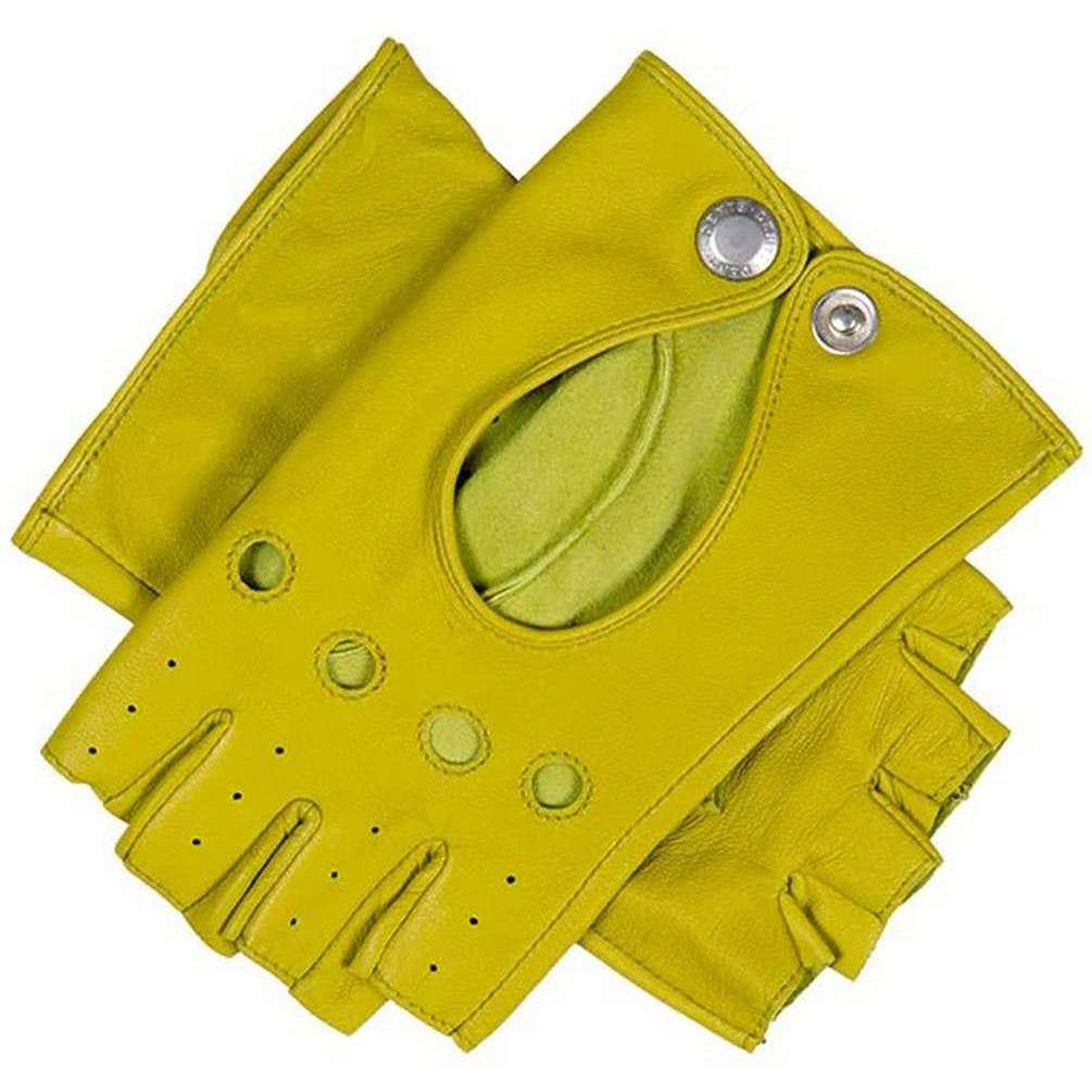 Dents Paris Hairsheep Leather Half Finger Driving Gloves - Lime Green - Small - 7" | 18cm