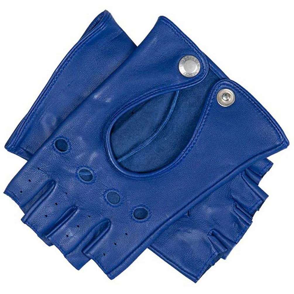 Dents Paris Hairsheep Leather Half Finger Driving Gloves - Marine Blue - Small - 7" | 18cm