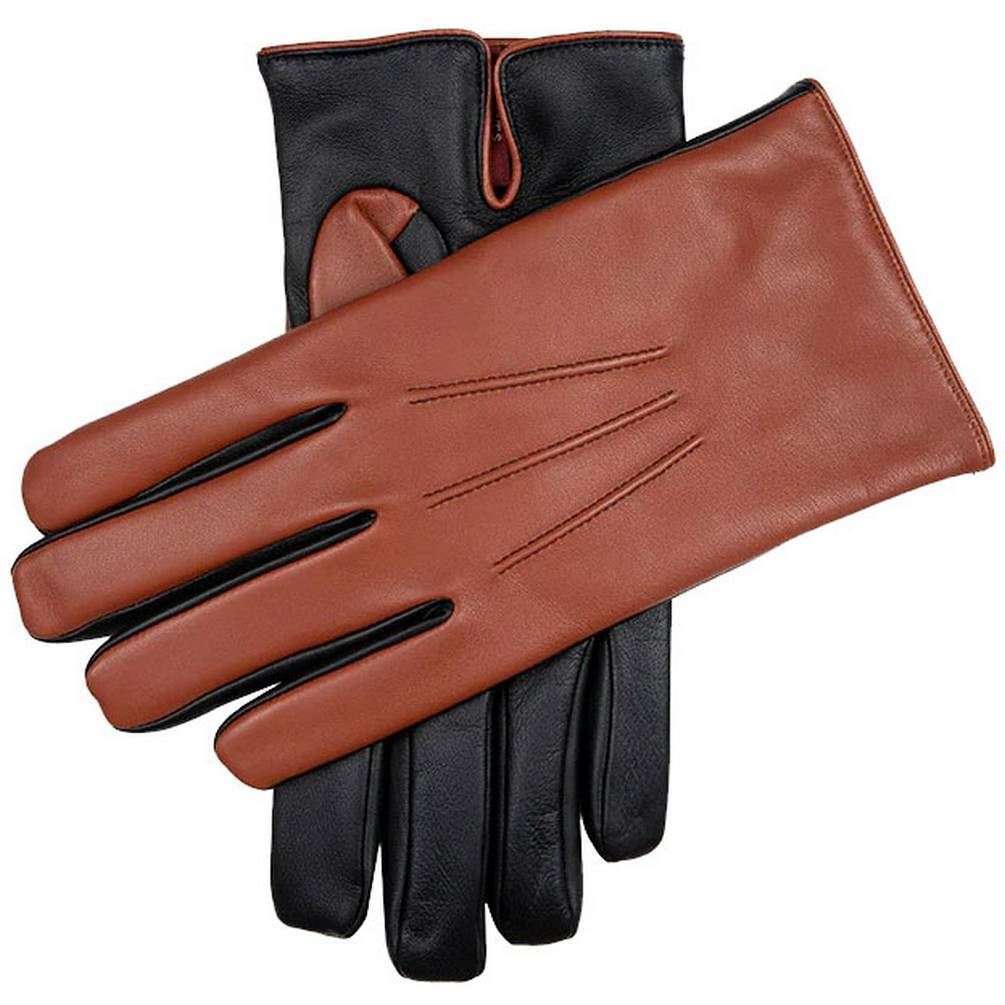 Dents Penrhyn Two Toned Touchscreen Leather Gloves - Black/Highway Tan