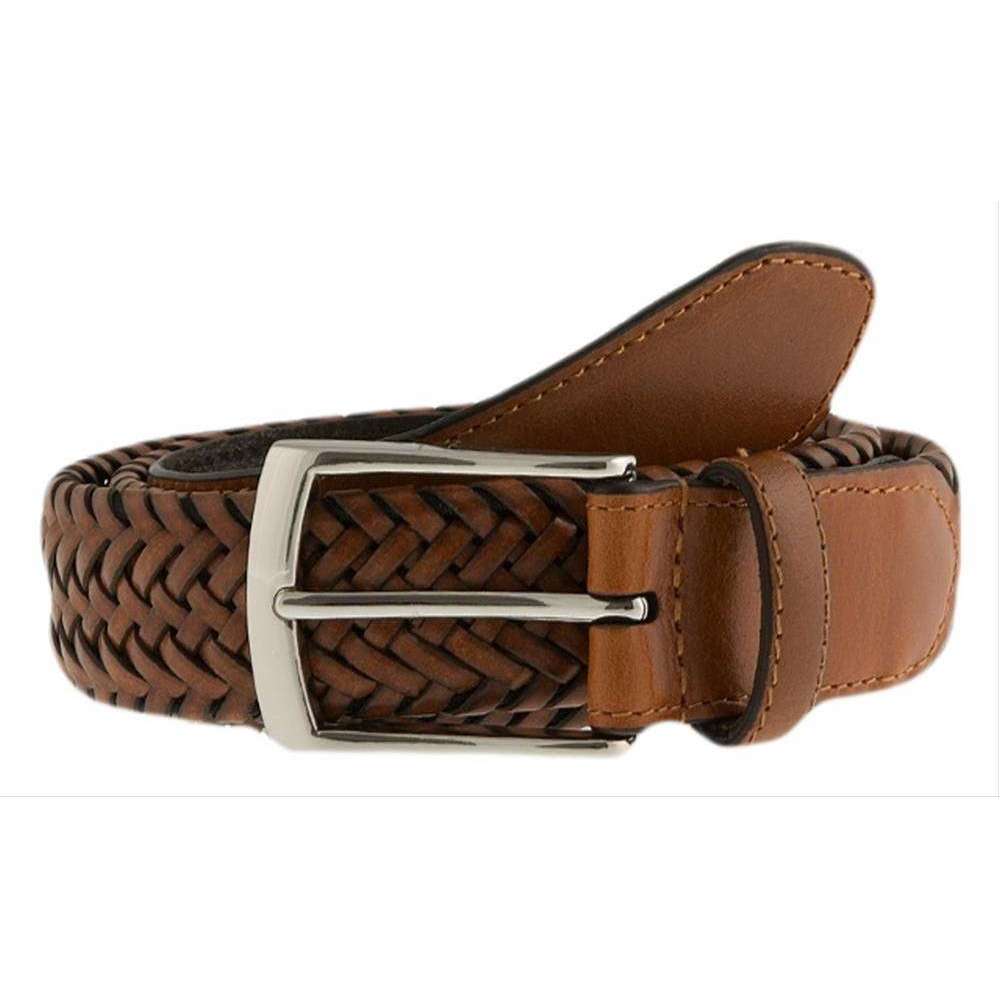 Dents Plaited Leather Belt - Tan