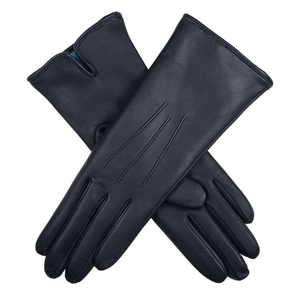 Dents Rossie Cashmere Lined Touchscreen Leather Gloves - Navy/Turquoise