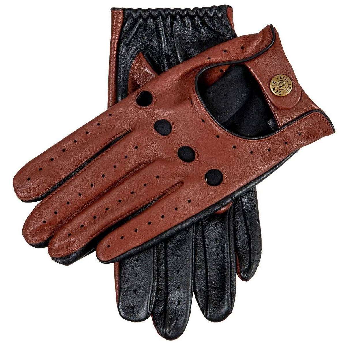 Dents Silverstone Leather Driving Gloves - English Tan/Black - Small - 7.5-8" | 19-20.5cm