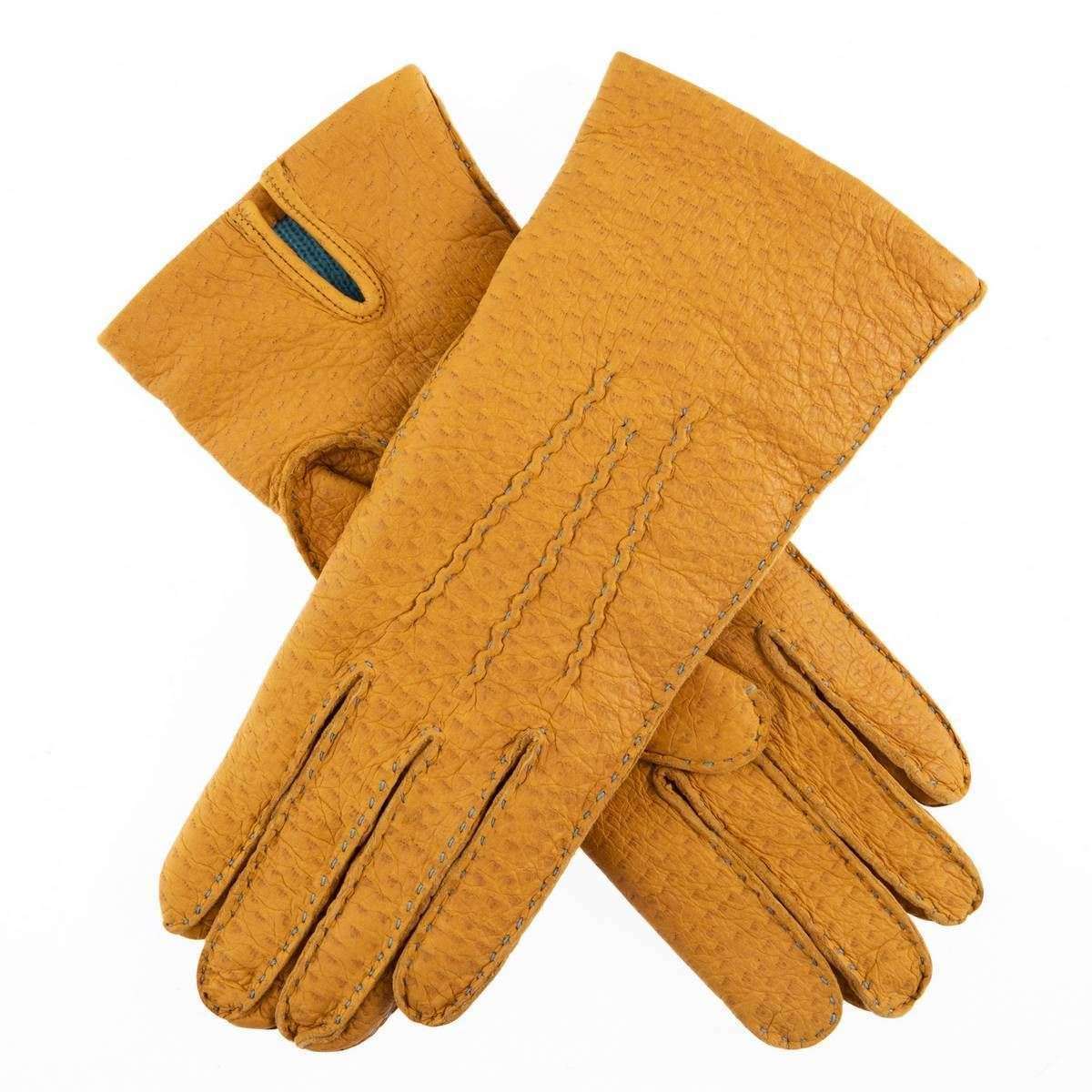 Dents Sudeley Cashmere Lined Gloves - Cork Yellow/Turquoise