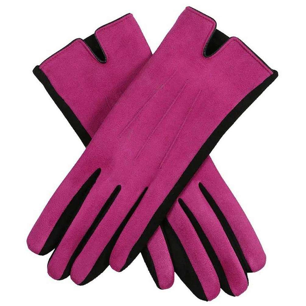 Dents Two Colour Touchscreen Faux Suede Gloves - Orchid/Black