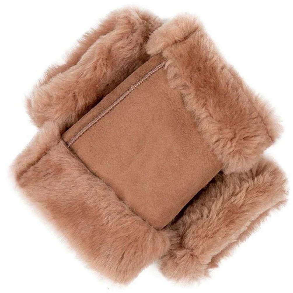 Dents Vera Sheepskin Fingerless Mittens - Honey Beige