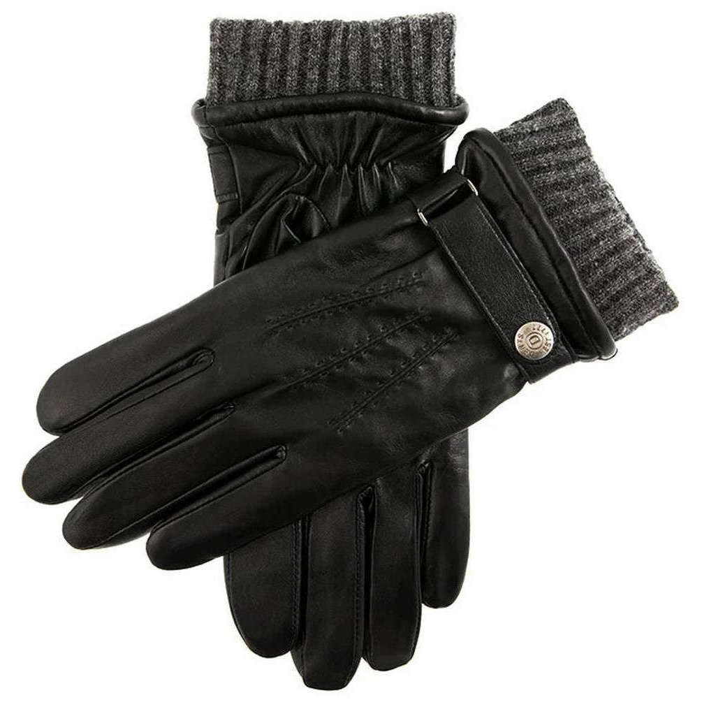 Dents Westbury Short Finger Length Knitted Cuff Leather Gloves - Black - Small - 7.5-8" | 19-20.5cm