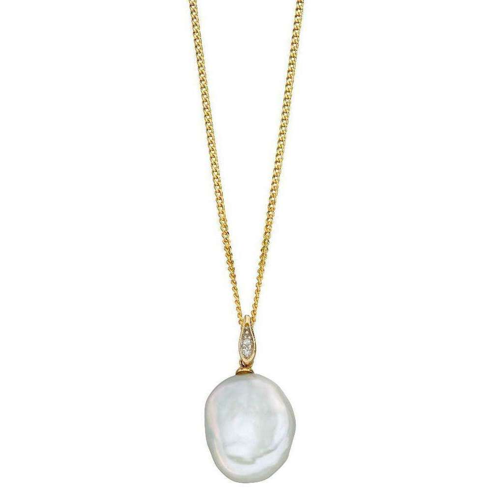 Elements Gold Baroque Pearl and Diamond Pendant - Gold