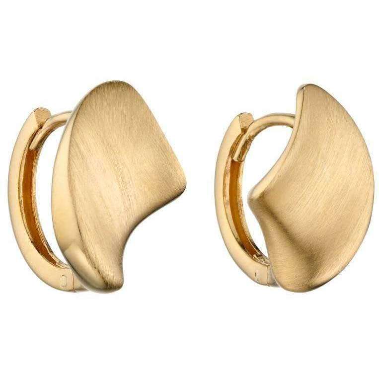 Elements Gold Concave Huggie Hoop Earrings - Yellow Gold