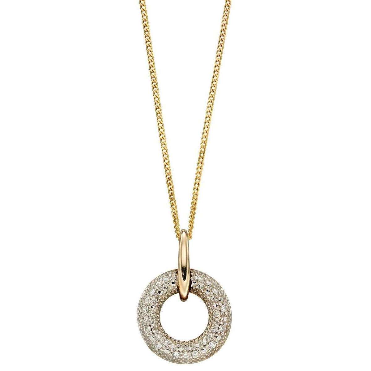 Elements Gold Donut Diamond Pendant - Gold/Clear