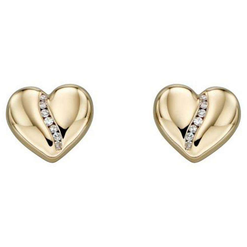 Elements Gold Heart Diamond Channel Earrings - Gold/Silver