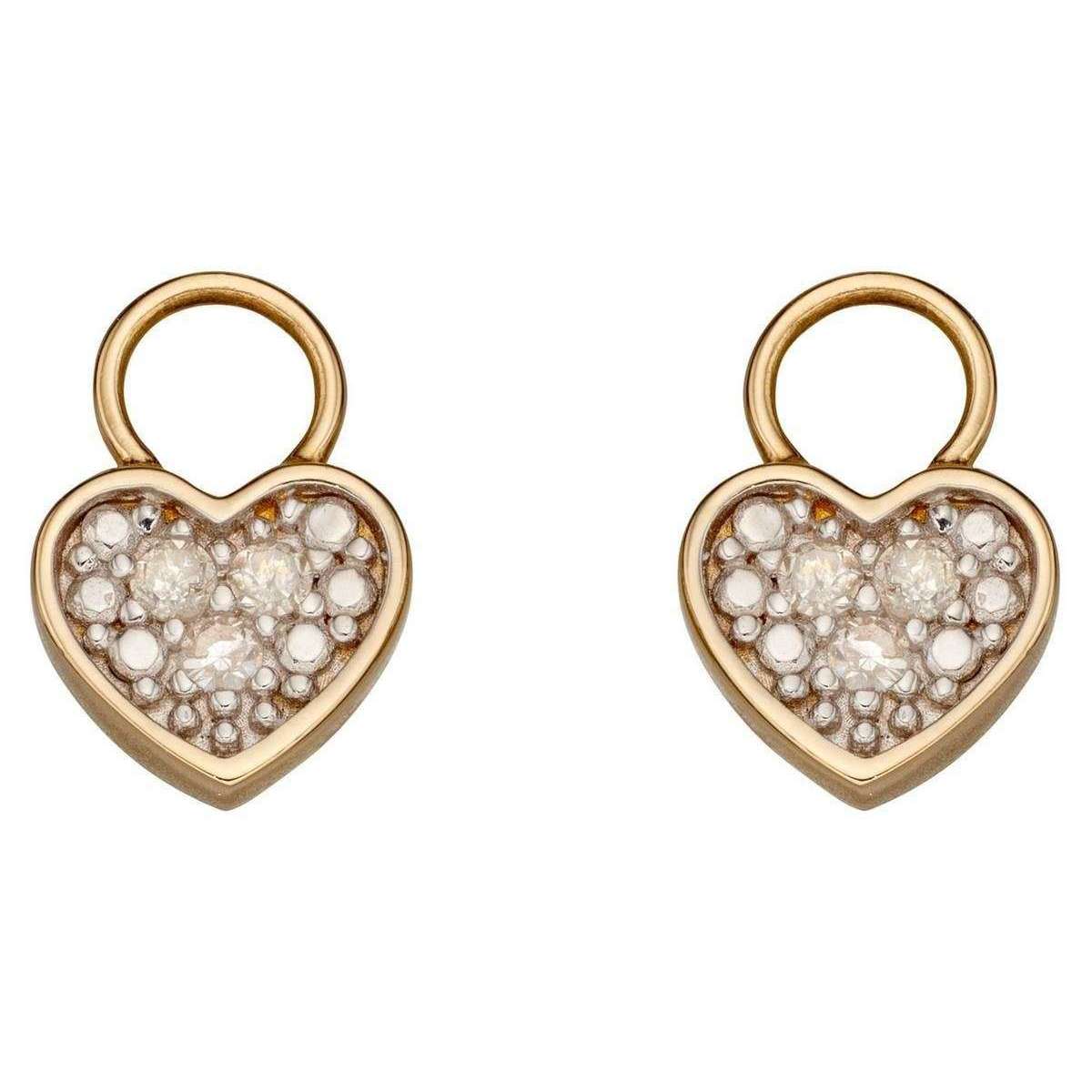 Elements Gold Heart Diamond Earring Charms - Gold/Clear