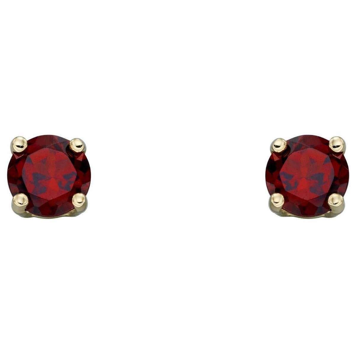 Elements Gold January Birthstone Stud Earrings - Red/Gold