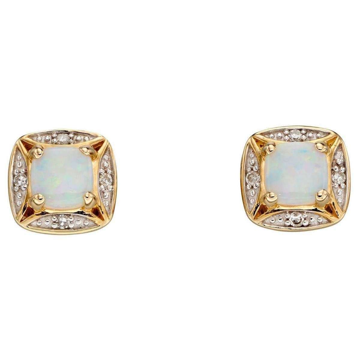 elements gold opal and diamond earrings - gold/clear