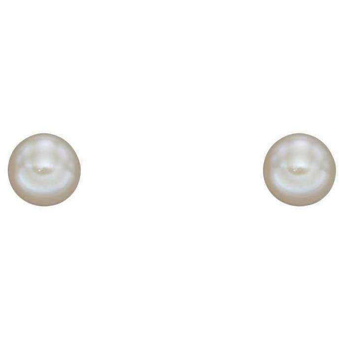 Elements Gold Pearl 3mm Stud Earrings - White