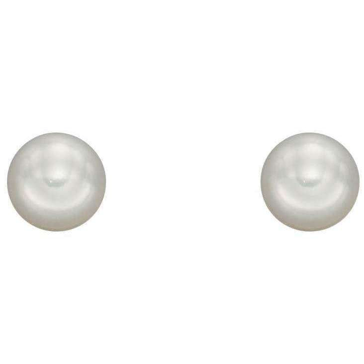 Elements Gold Pearl 5mm Stud Earrings - White