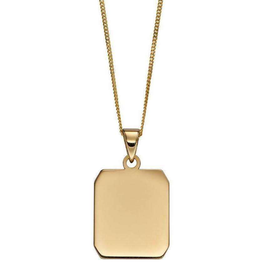 Elements Gold Rectangular Dog Tag Pendant - Yellow Gold