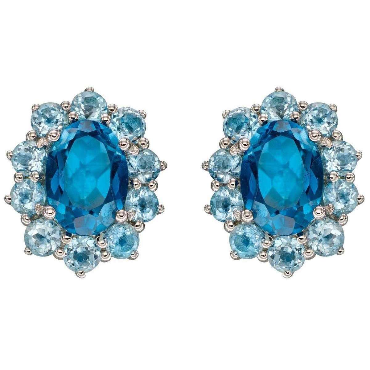 Elements Gold Sparkle London Topaz Earrings - Blue/White Gold