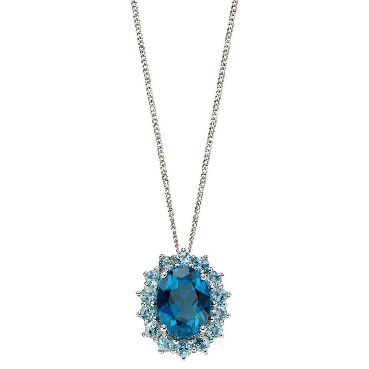 Elements Gold Sparkle London Topaz Pendant - Blue/White Gold