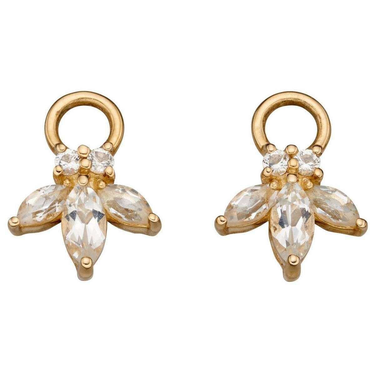 Elements Gold Topaz Flower Navette Earring Charm - Gold/Clear