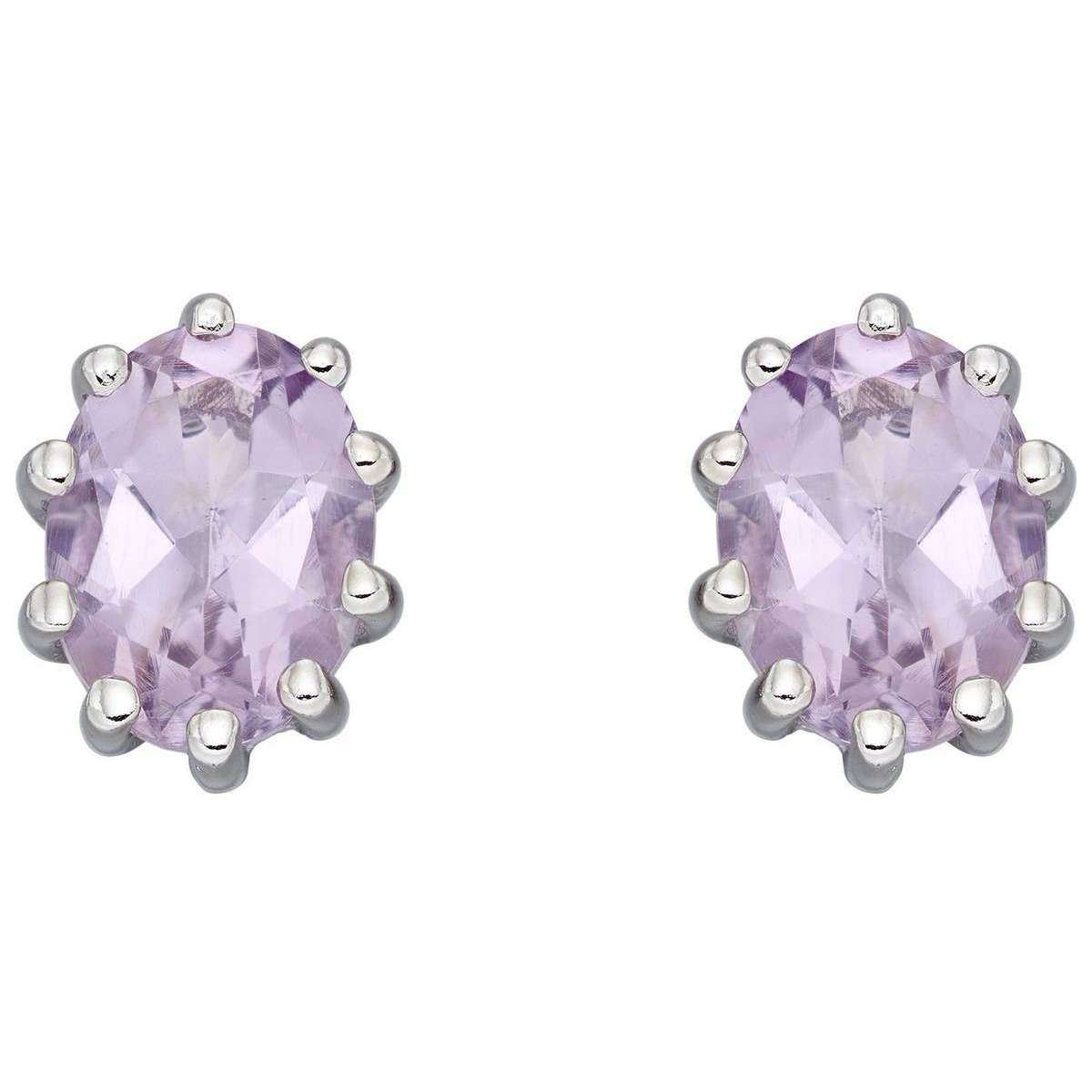 Elements Silver Amethyst Earrings - Pink/Silver