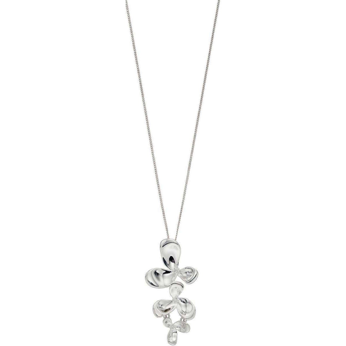 Elements Silver CZ Orchid Cluster Pendant - Silver