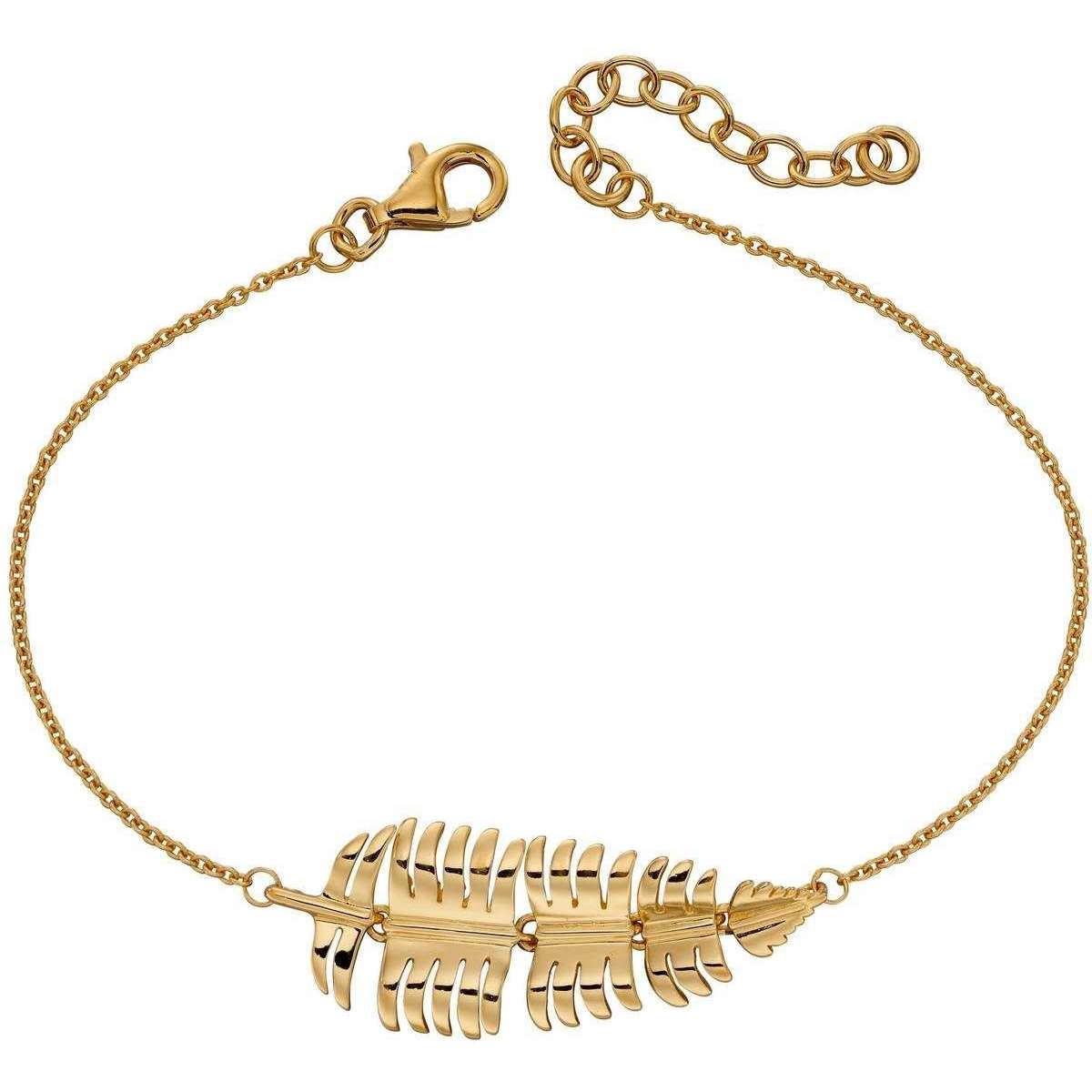 Elements Silver Drop Leaf Bracelet - Gold