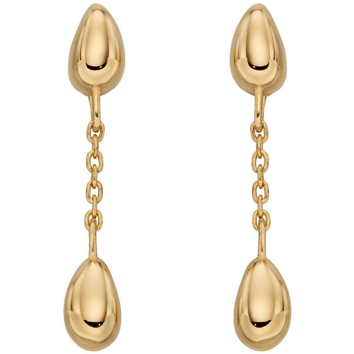 Elements Silver Flower Bud Drop Earrings - Gold