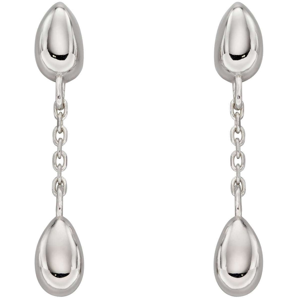 Elements Silver Flower Bud Drop Earrings - Silver