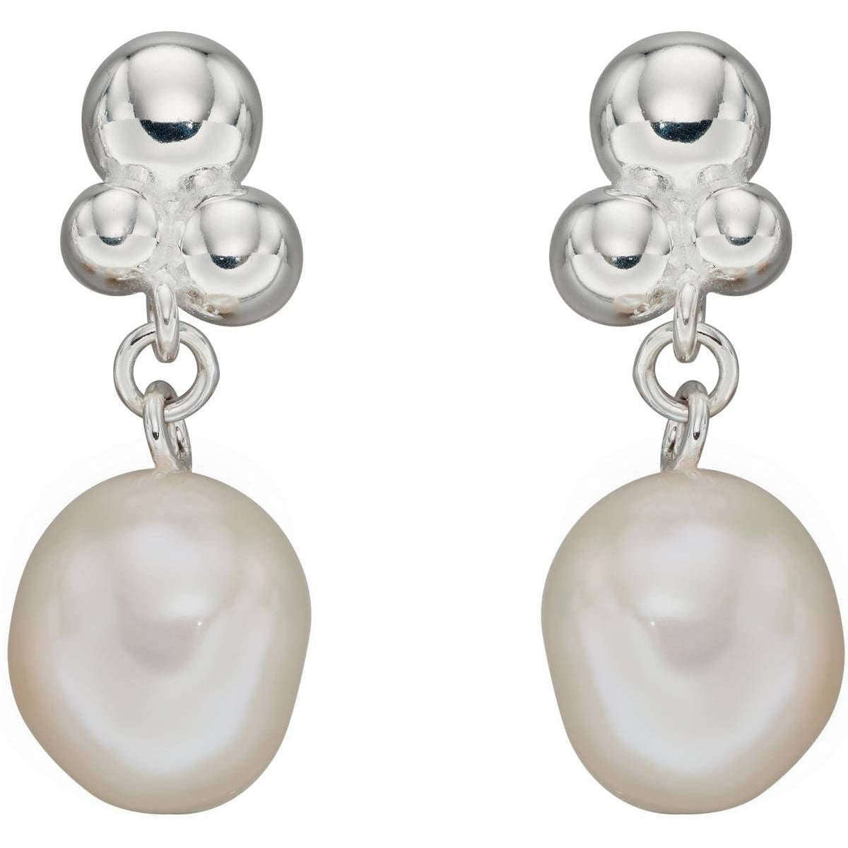 Elements Silver Freshwater Pearl Bubble Drop Earrings - Silver/White