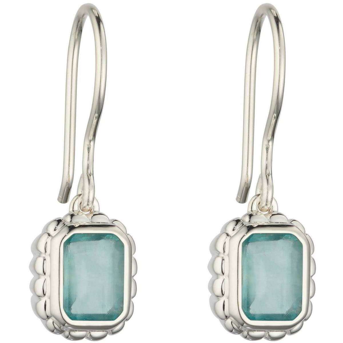 Elements Silver Green Fluorite Drop Earrings - Green/Silver