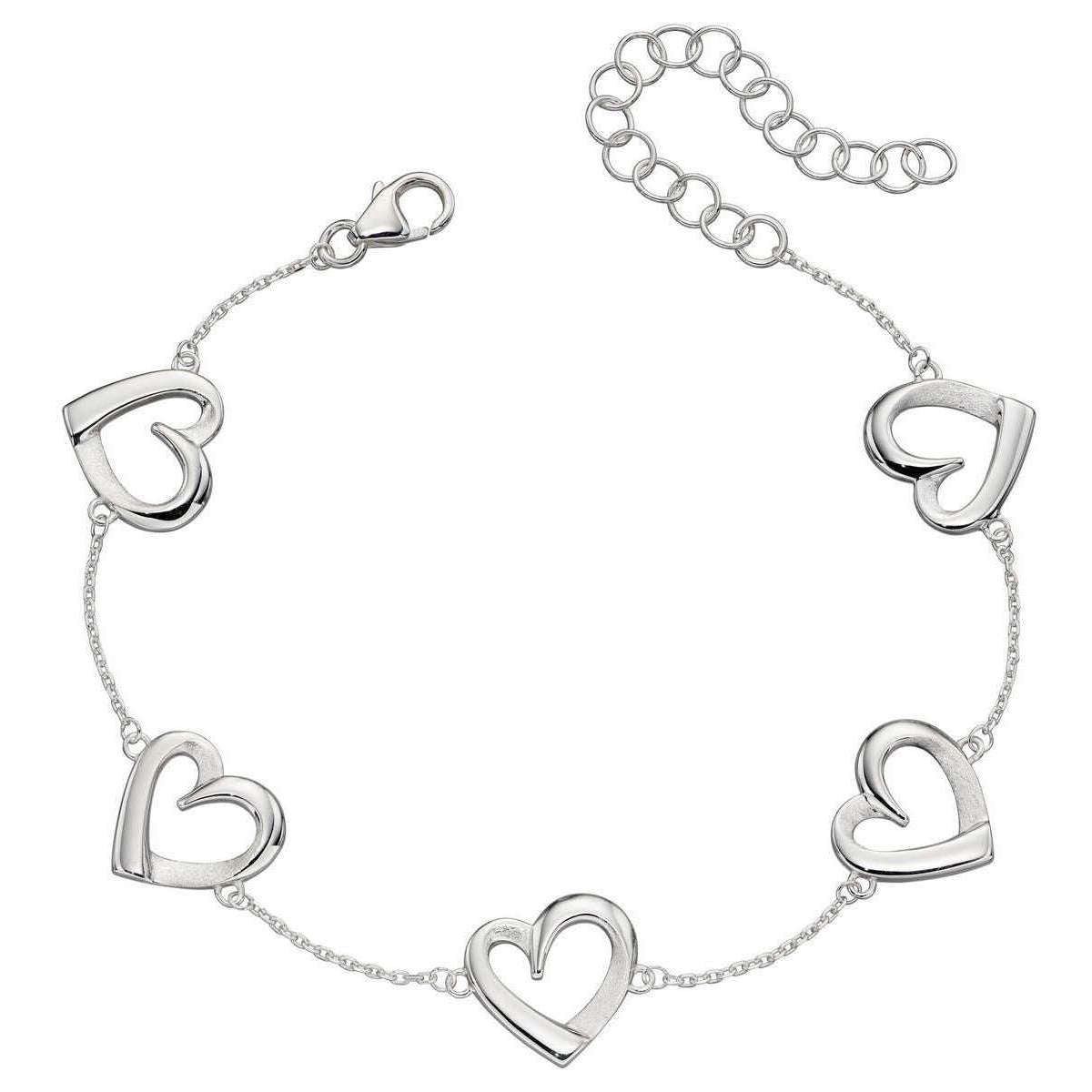 Elements Silver Layered Heart Station Bracelet - Silver