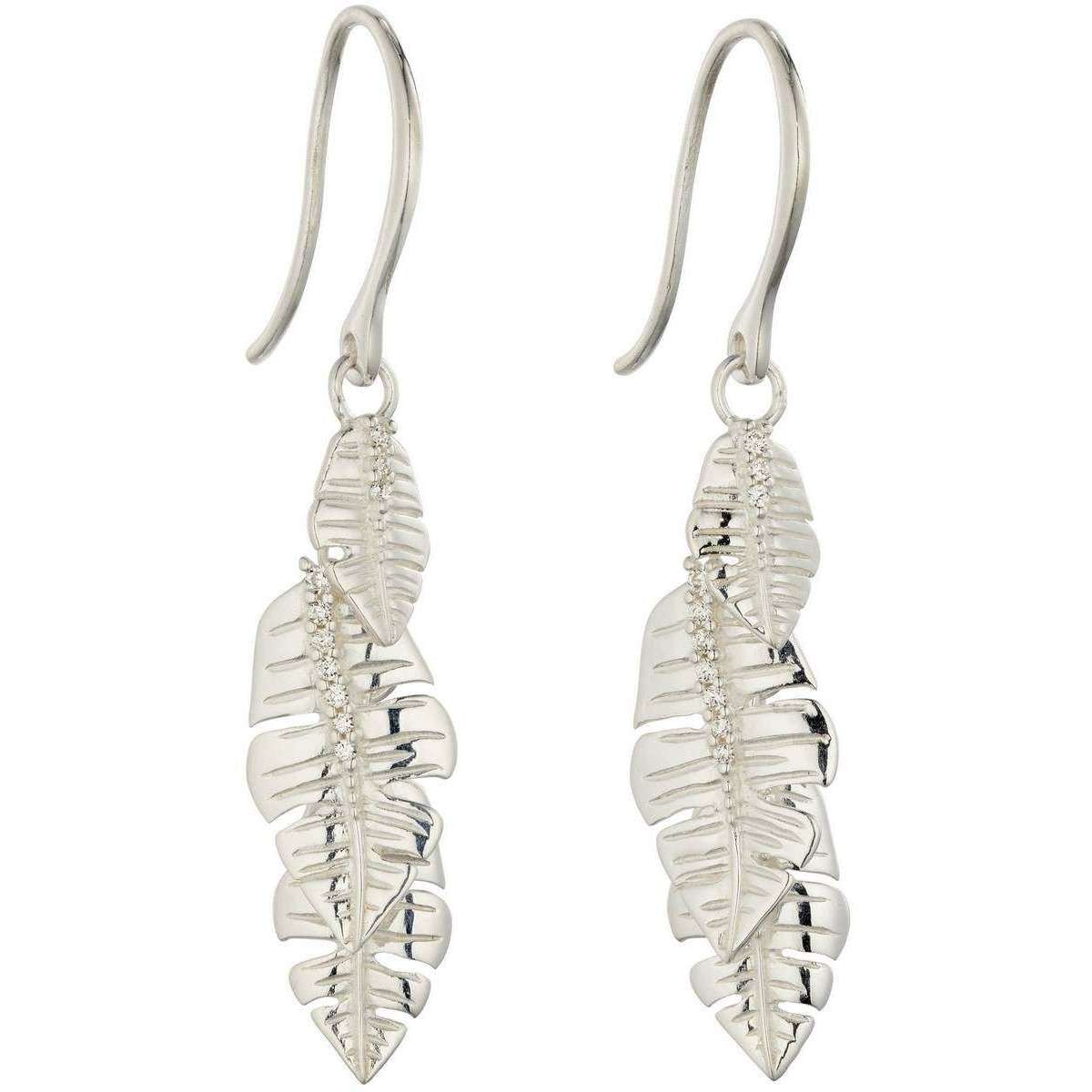 Elements Silver Multi Leaf Drop Earrings - Silver