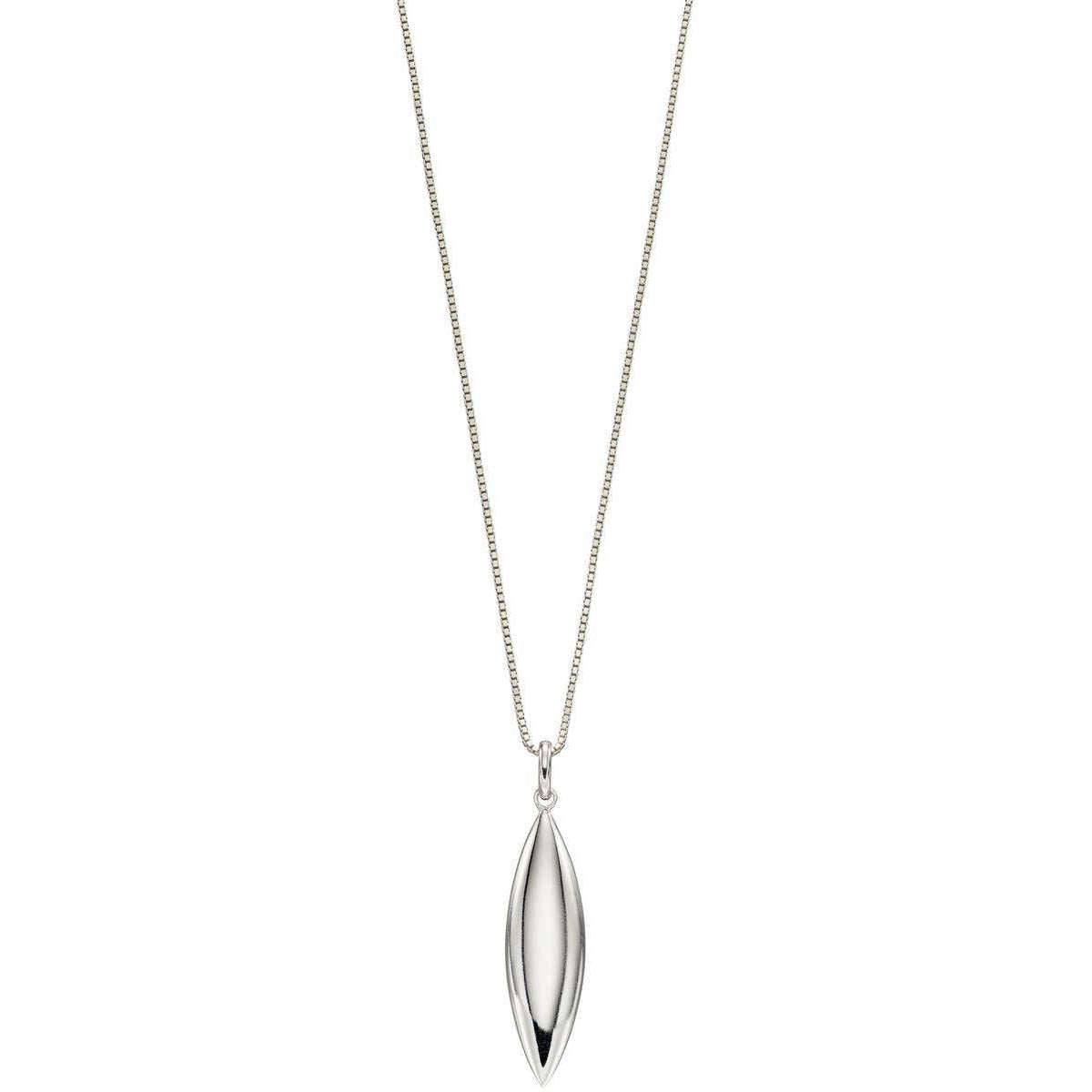 Elements Silver Navette Shaped Drop Pendant - Silver