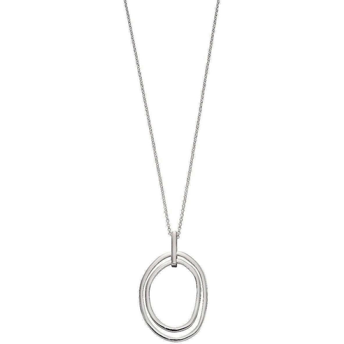 Elements Silver Organic Double Link Pendant - Silver