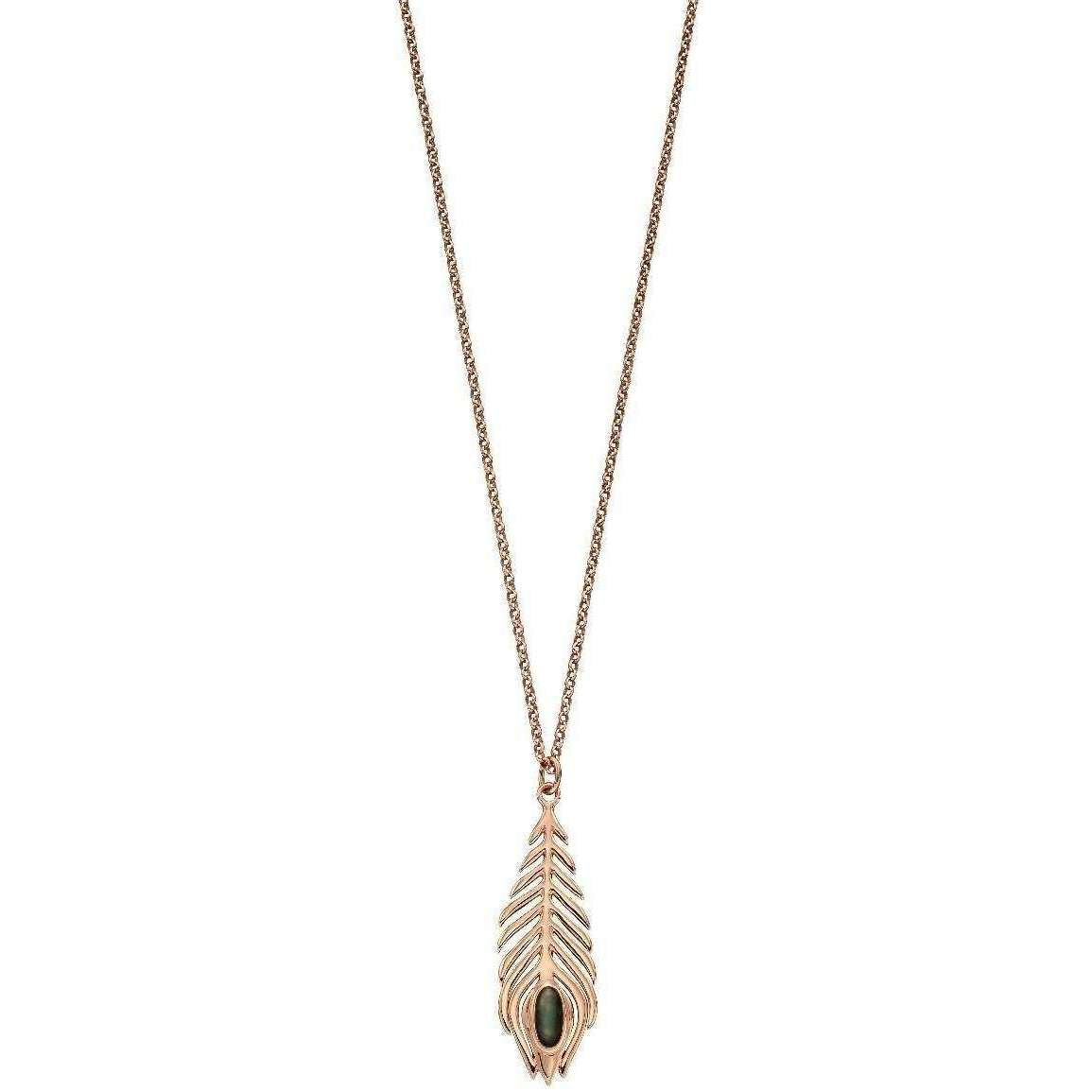 Elements Silver Peacock Feather Pendant - Rose Gold