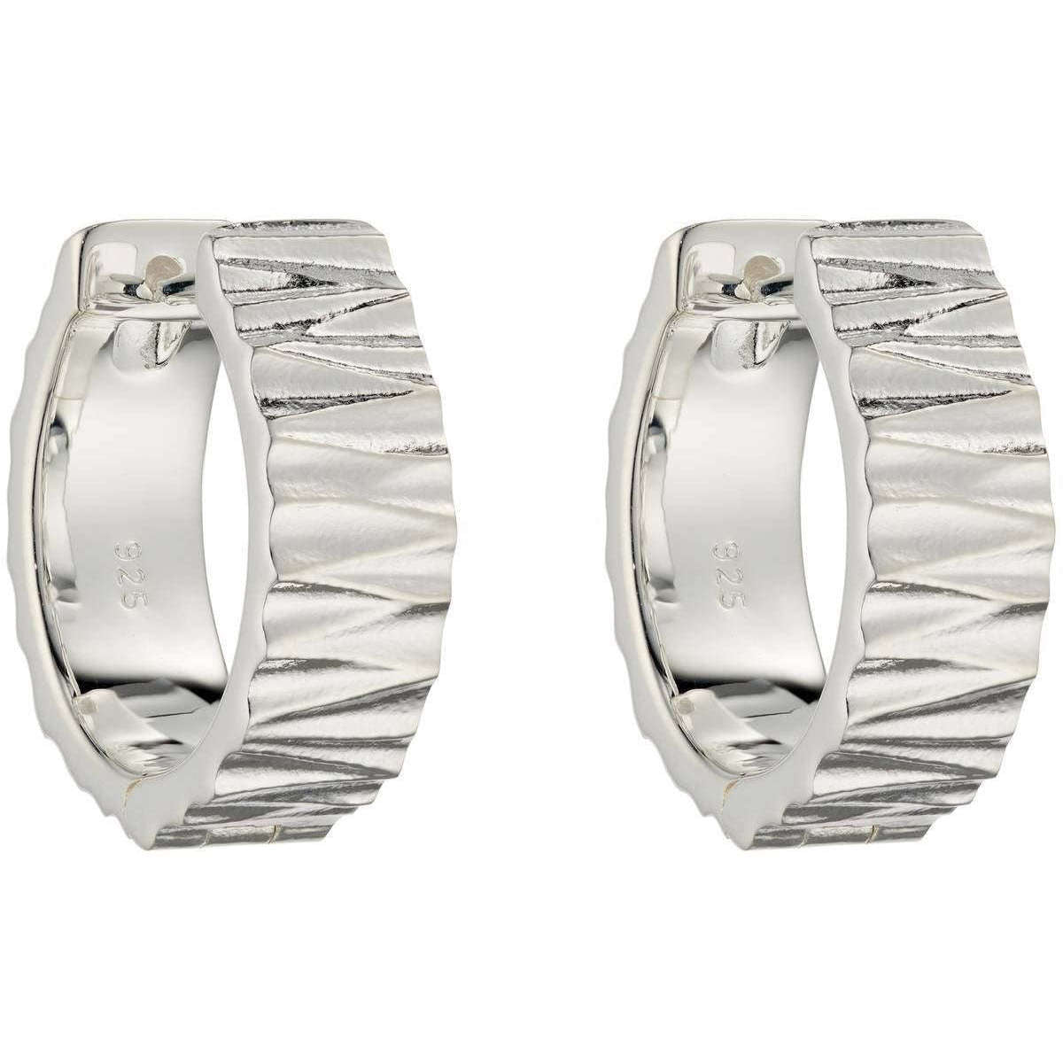 Elements Silver Ripple Texture Hoop Earrings - Silver