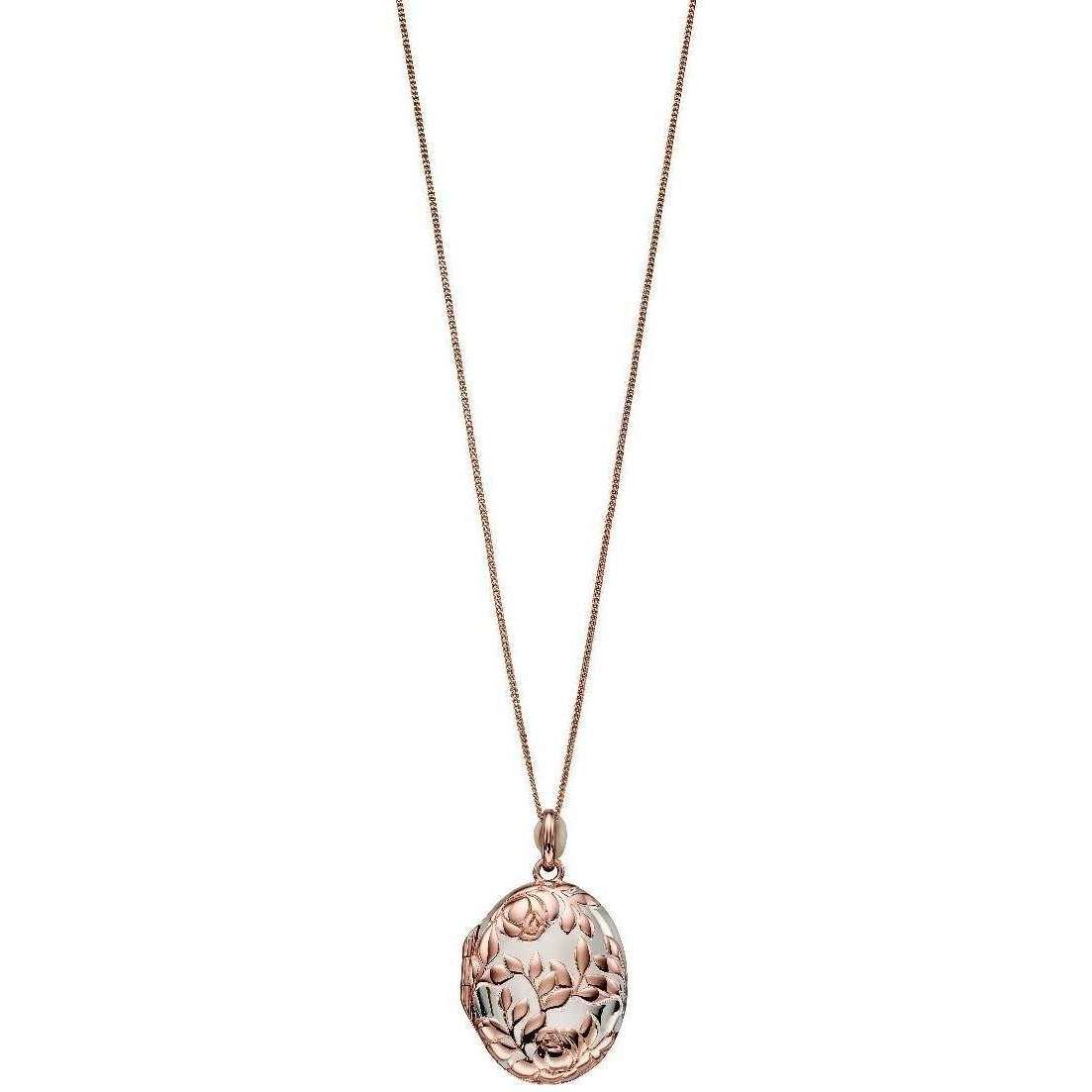 Elements Silver Rose Bush Locket Pendant - Silver/Rose Gold