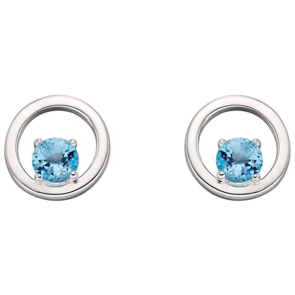 Elements Silver Round Topaz Earrings - Silver/Blue